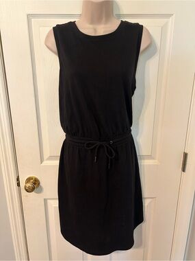 Women’s, Simply Vera Vera Wang, Black Sleeveless Midi Drawstring Dress, medium